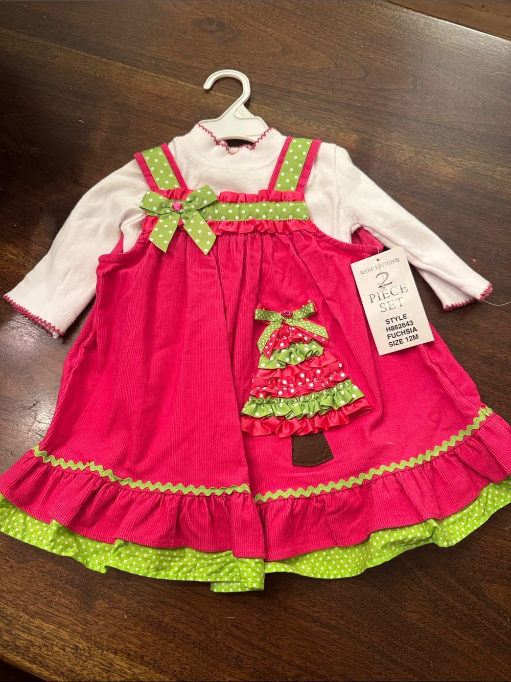 Rare Editions Fuchsia & Green Holiday Dress Set - 2-Piece